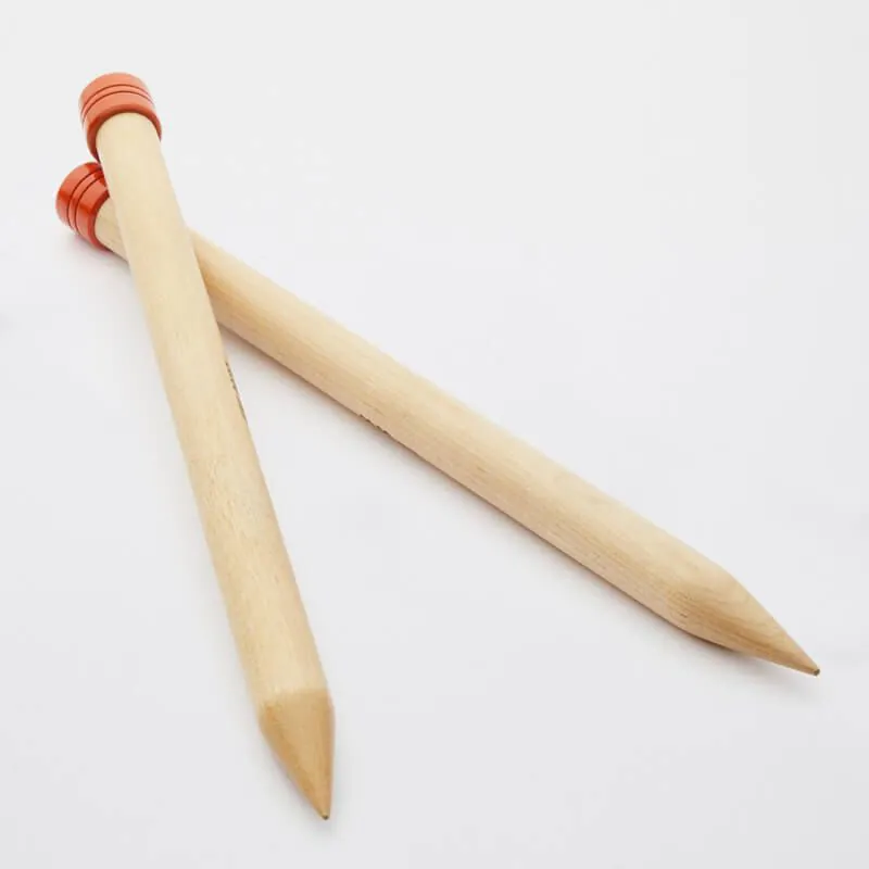 Agujas Rectas KnitPro Jumbo| Madera de Haya 20 a 35mm 3 Agujas Rectas KnitPro Línea Jumbo 25, 30, 35 y 40 cm