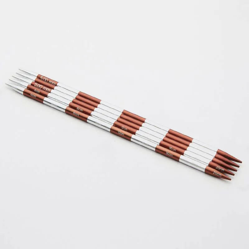 Agujas Doble Punta KnitPro Smartstix | Aluminio con Regla 14 y 20cm 3 Agujas de Doble Punta Línea Smartstix