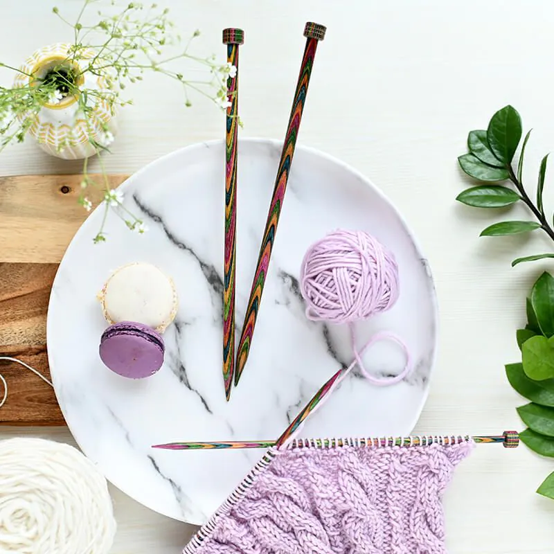 Agujas Rectas KnitPro Symfonie | Madera Laminada 25 a 40cm 4 Agujas Rectas KnitPro Línea Symfonie 25, 30, 35 y 40 cm