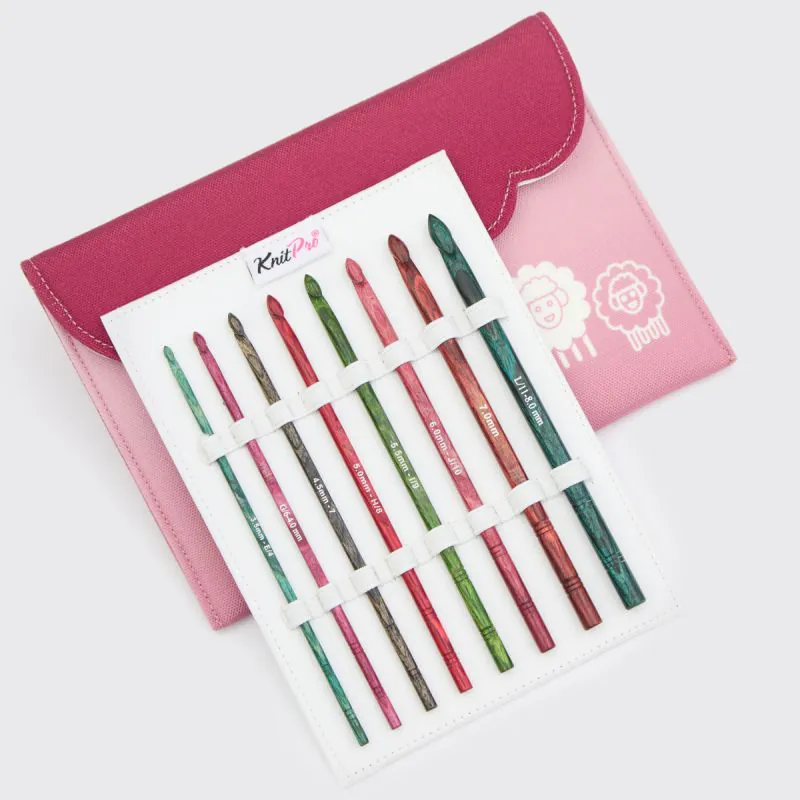 Crochet KnitPro Dreamz Deluxe Set | 8 Agujas de Madera 3.5 a 8mm 3 Set de Agujas de crochet Línea Dreamz Deluxe
