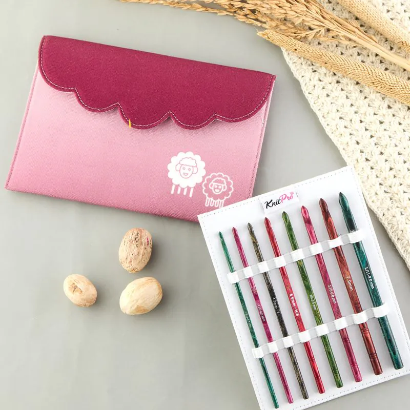 Crochet KnitPro Dreamz Deluxe Set | 8 Agujas de Madera 3.5 a 8mm 1 Set de Agujas de crochet Línea Dreamz Deluxe