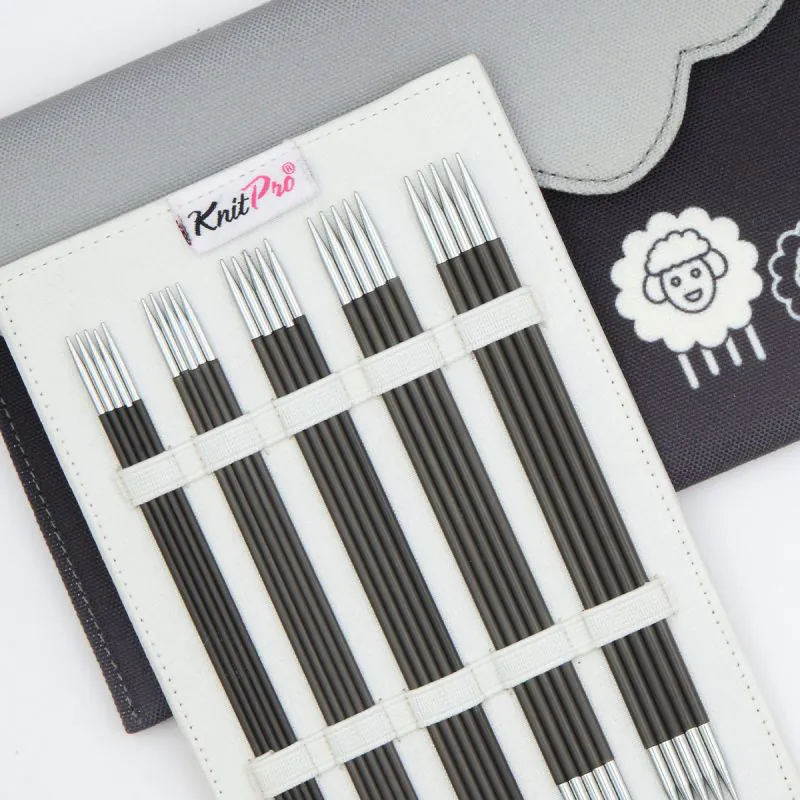 Agujas Doble Punta KnitPro Karbonz Starter | Deluxe | 15 y 20cm 2 Sets de Agujas de Doble Punta KnitPro
