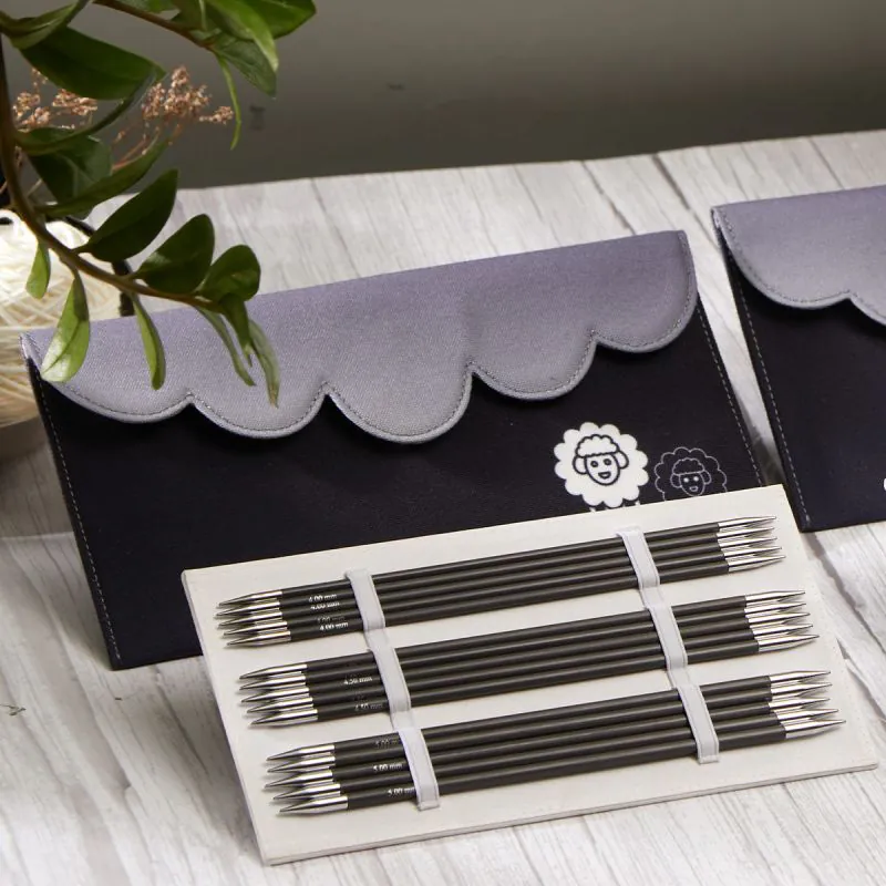 Agujas Doble Punta KnitPro Karbonz Starter | Deluxe | 15 y 20cm 12 Sets de Agujas de Doble Punta KnitPro