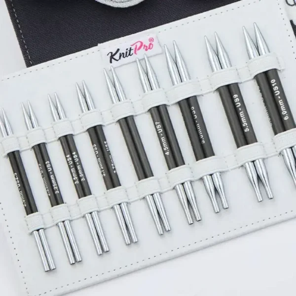 Set de Agujas Circulares Intercambiables Cortas 10 cm KnitPro Karbonz Deluxe