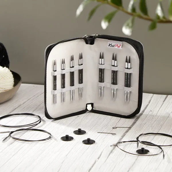 Set de Agujas Circulares Intercambiables Cortas 10 cm KnitPro Karbonz Midi