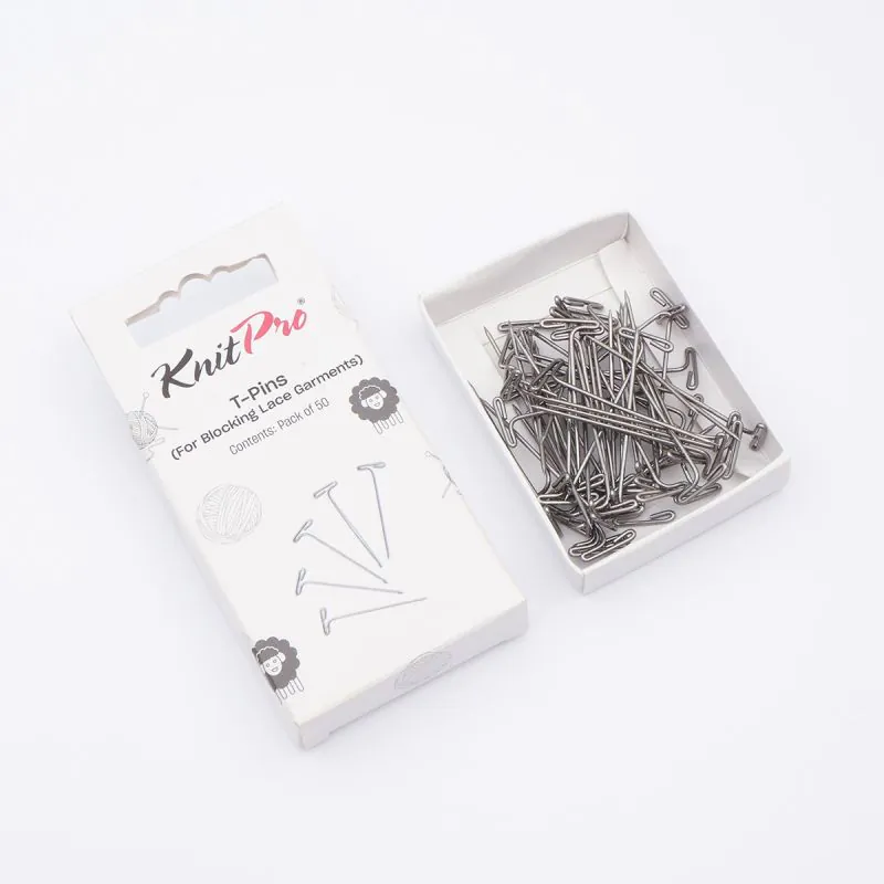 Bloqueadores de Tejido T-Pins KnitPro | Pack 50 Alfileres 1 T-Pins KnitPro | Alfileres para bloqueo de tejido