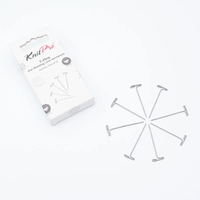 Bloqueadores de Tejido T-Pins KnitPro | Pack 50 Alfileres 2 T-Pins KnitPro | Alfileres para bloqueo de tejido