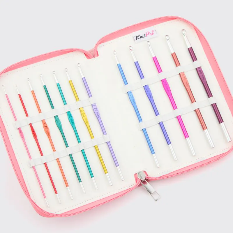Crochet KnitPro Zing Grande Set | 12 Agujas de Aluminio 2 a 6mm 3 Set de Agujas de crochet Línea Zing Grande
