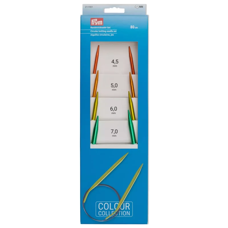 Agujas Circulares Fijas Prym Colour Collection Kit 80cm | 4.5 a 7mm