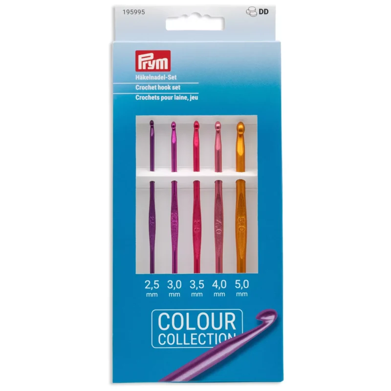 Crochet Prym Colour Collection Kit | 5 agujas aluminio de 2.5 a 5mm
