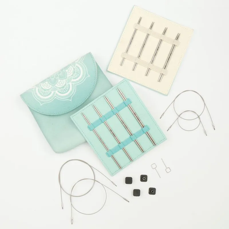 Agujas Circulares KnitPro Mindful Petite Midi Set 8 pares Intercambiables 10 & 13cm 3 Agujas Circulares KnitPro Mindful Petite Midi Set