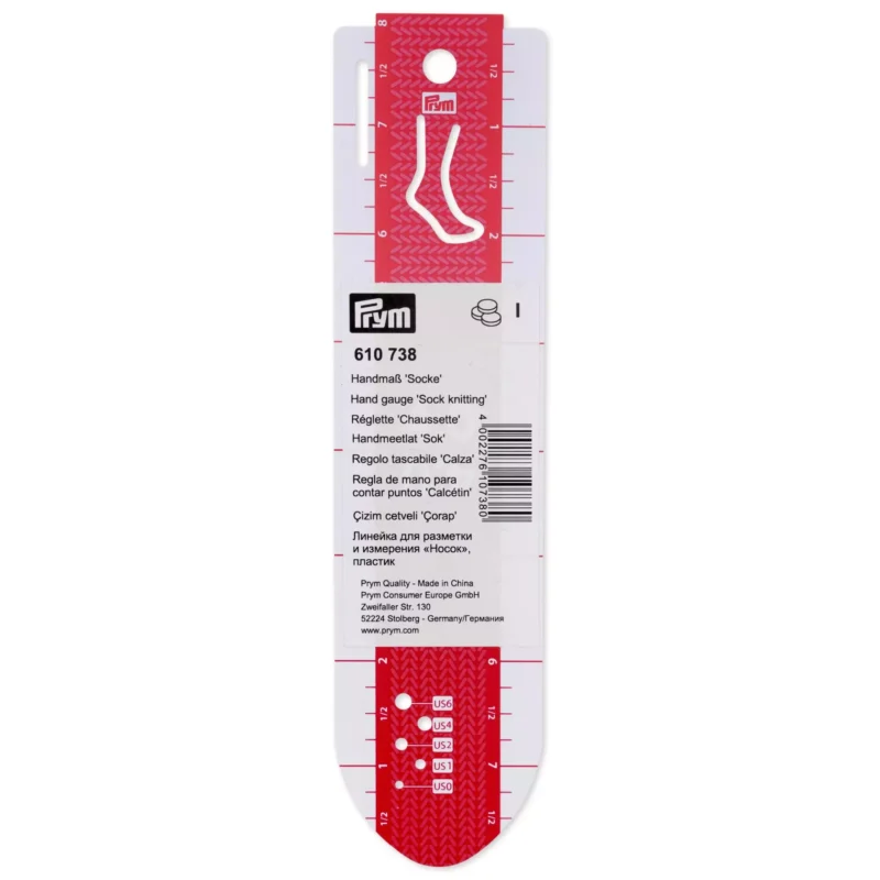 Regla para medir calcetines Prym | 20 cm